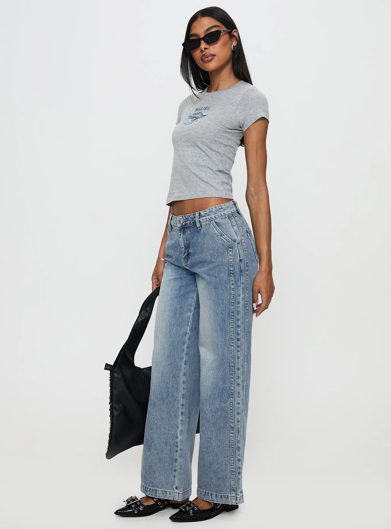 Skipper Low Rise Wide Leg Jeans Vintage Blue sold by Princess Polly product image thumbnail 4
