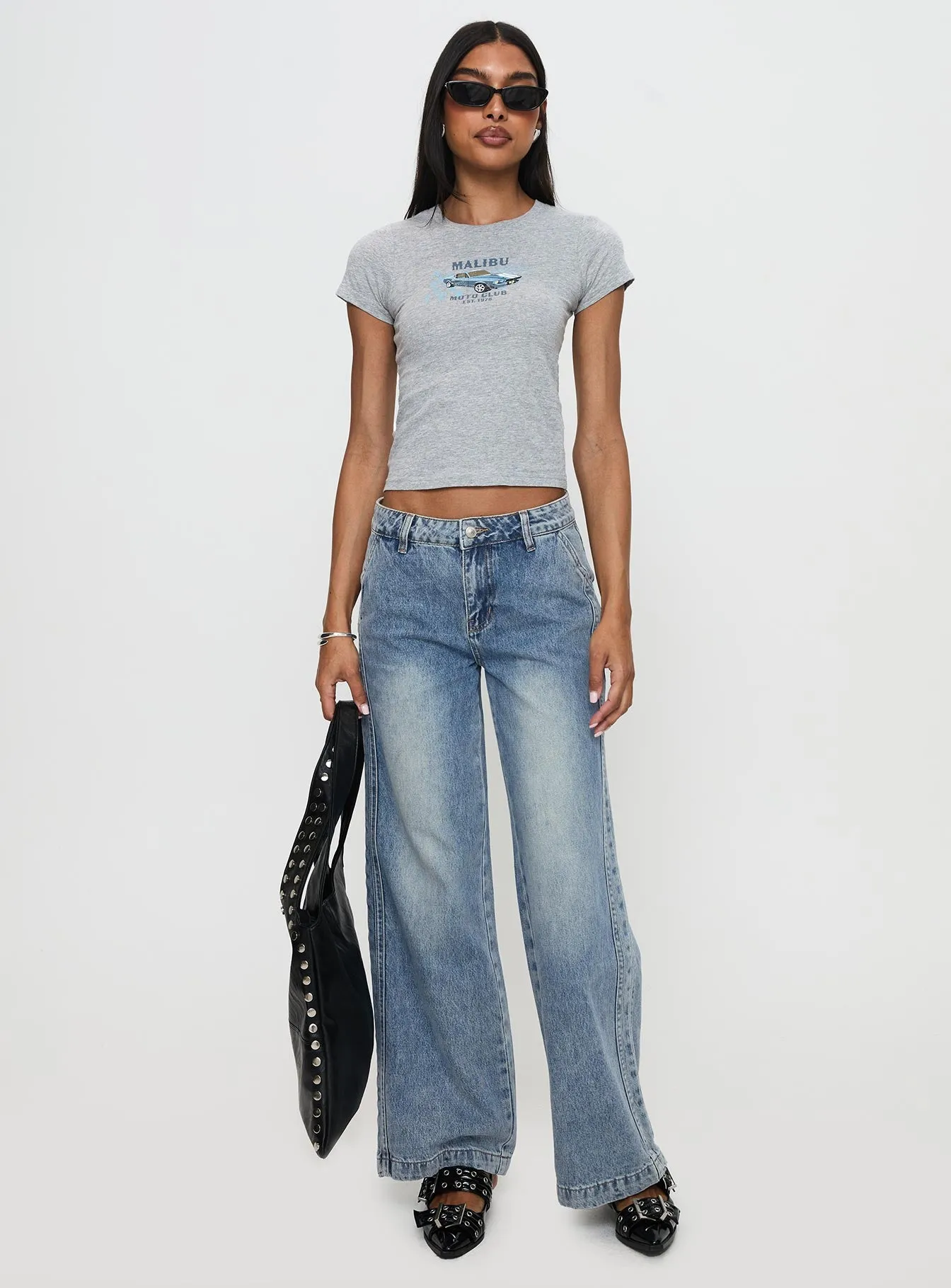 Skipper Low Rise Wide Leg Jeans Vintage Blue sold by Princess Polly product image thumbnail 3
