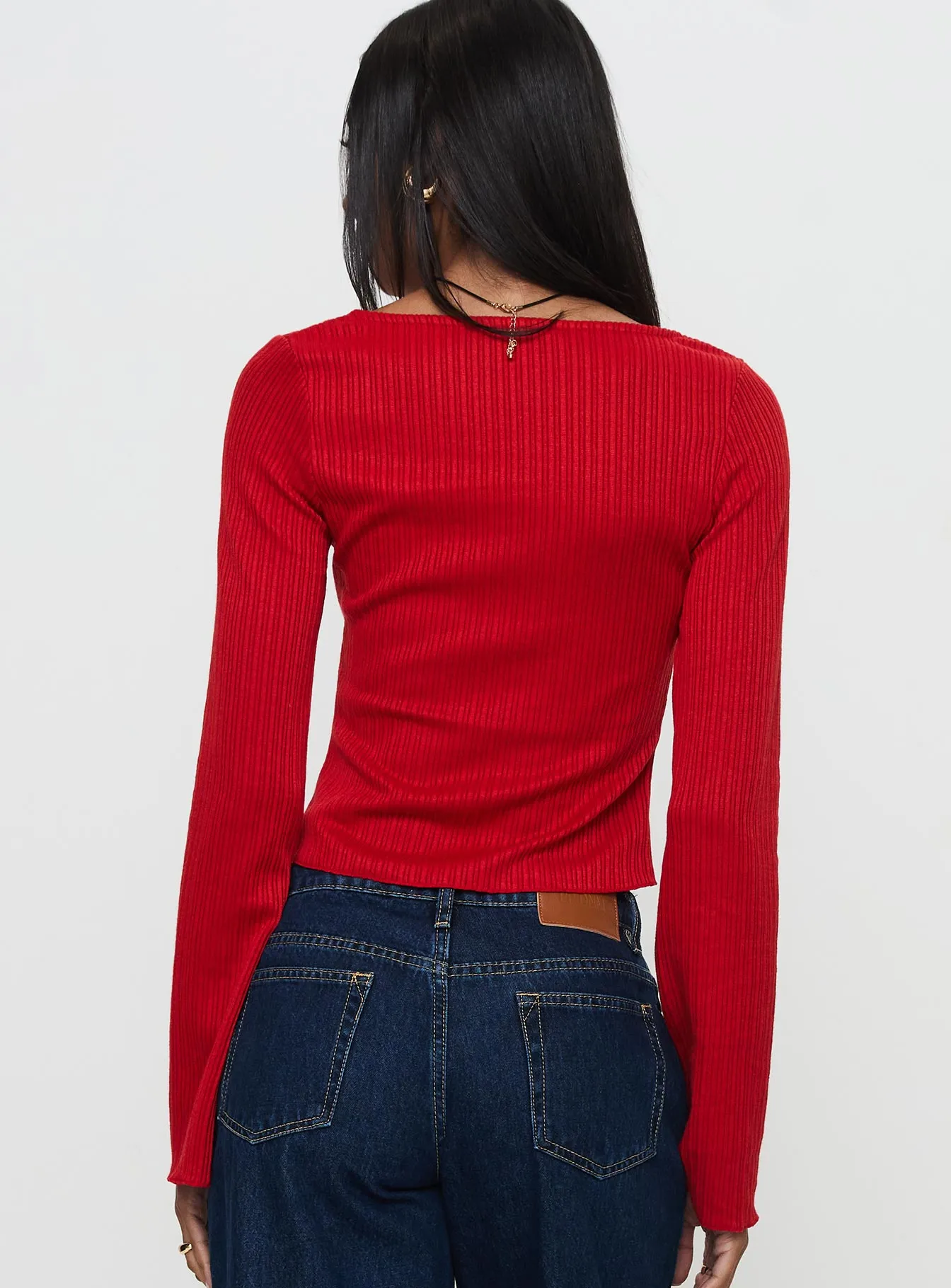 Rowynne Long Sleeve Tie Up Top Red sold by Princess Polly product image thumbnail 4