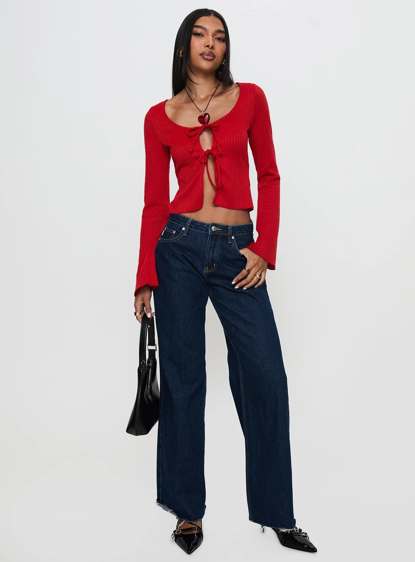 Rowynne Long Sleeve Tie Up Top Red sold by Princess Polly product image thumbnail 2