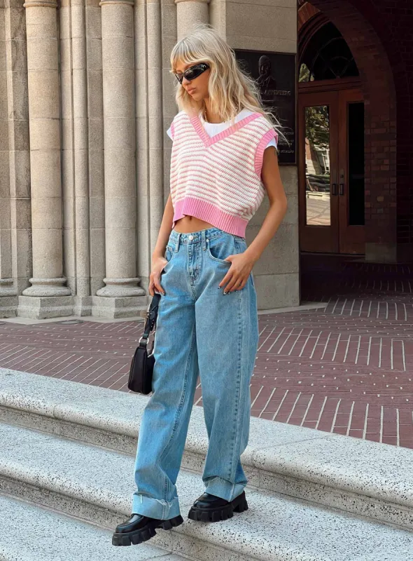 Ollie Straight Leg Jean Mid Wash Denim sold by Princess Polly