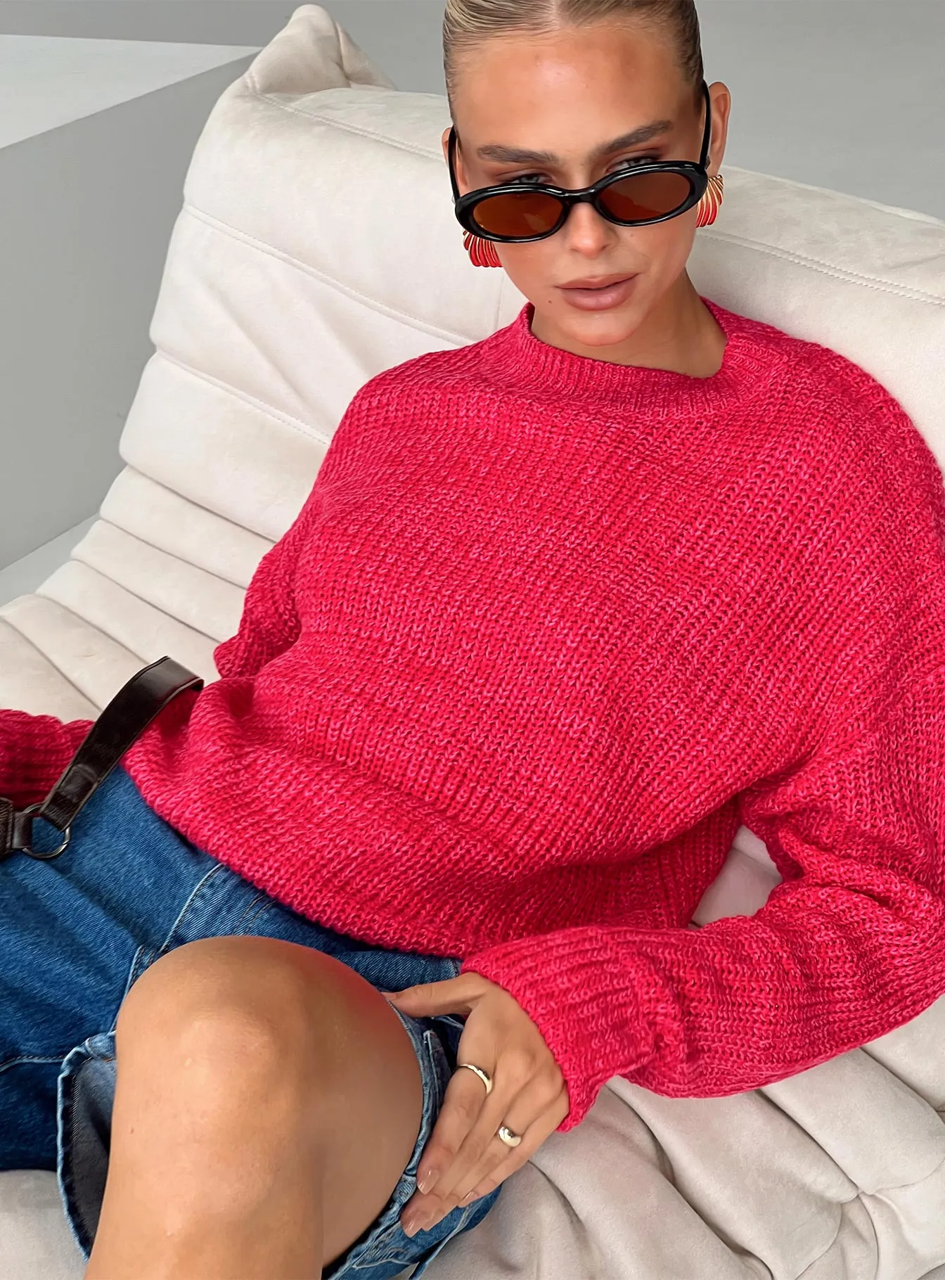 Bae Sweater Pink/ Red sold by Princess Polly