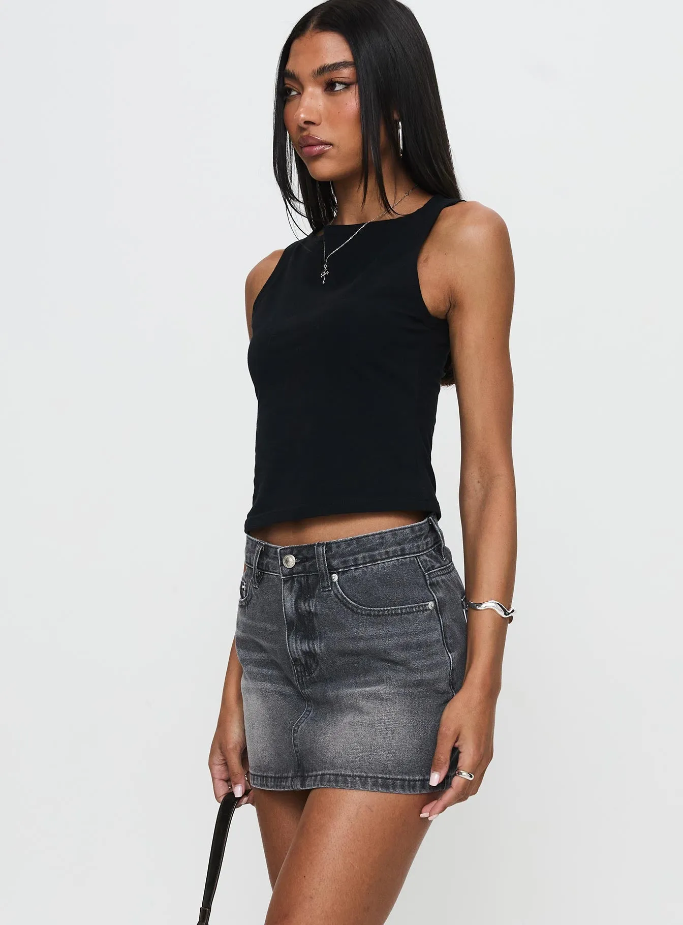 Paulette Denim Mini Skirt Grey Wash sold by Princess Polly product image thumbnail 3