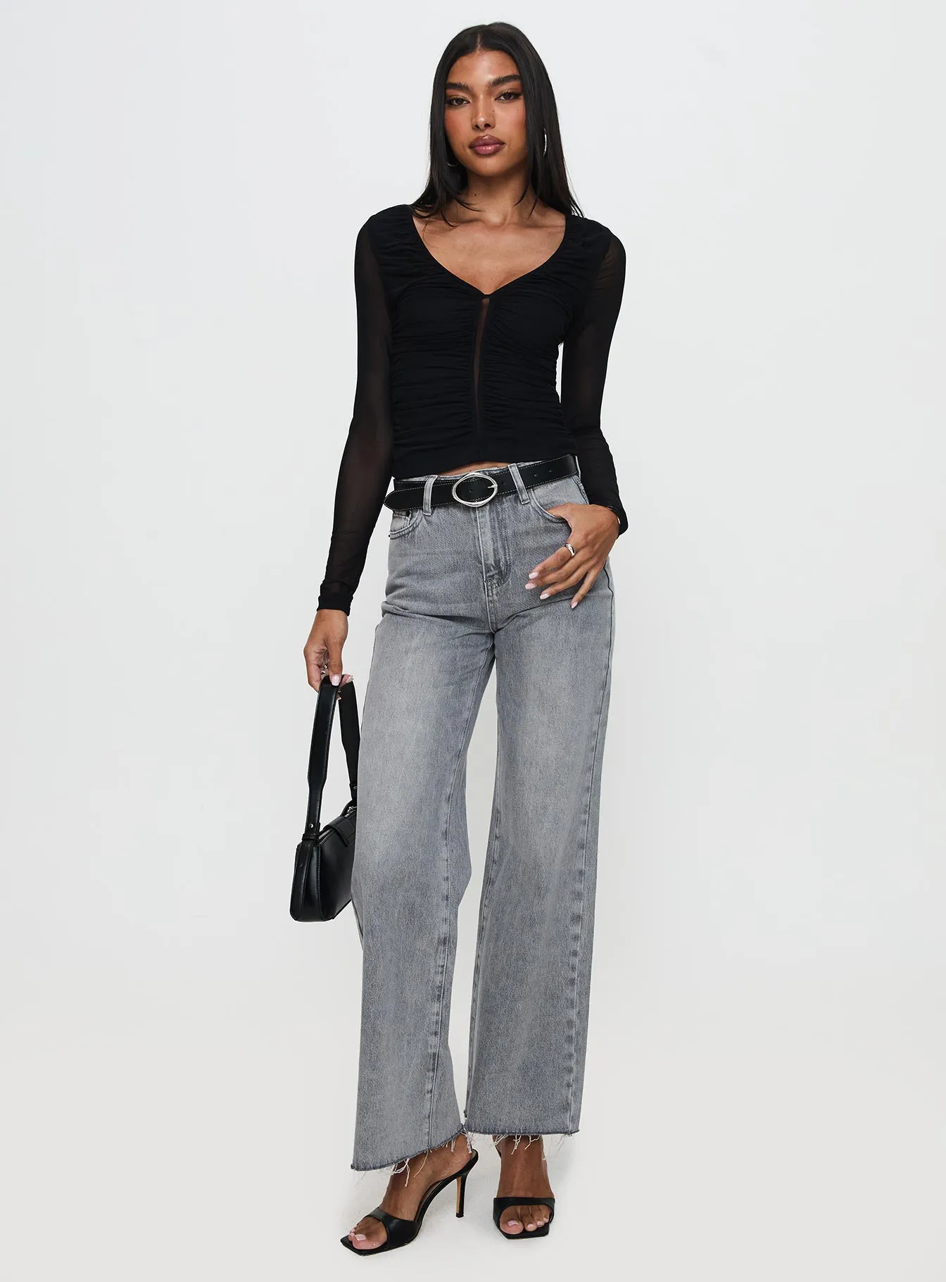 Tenzin Ruched Top Black sold by Princess Polly product image thumbnail 2