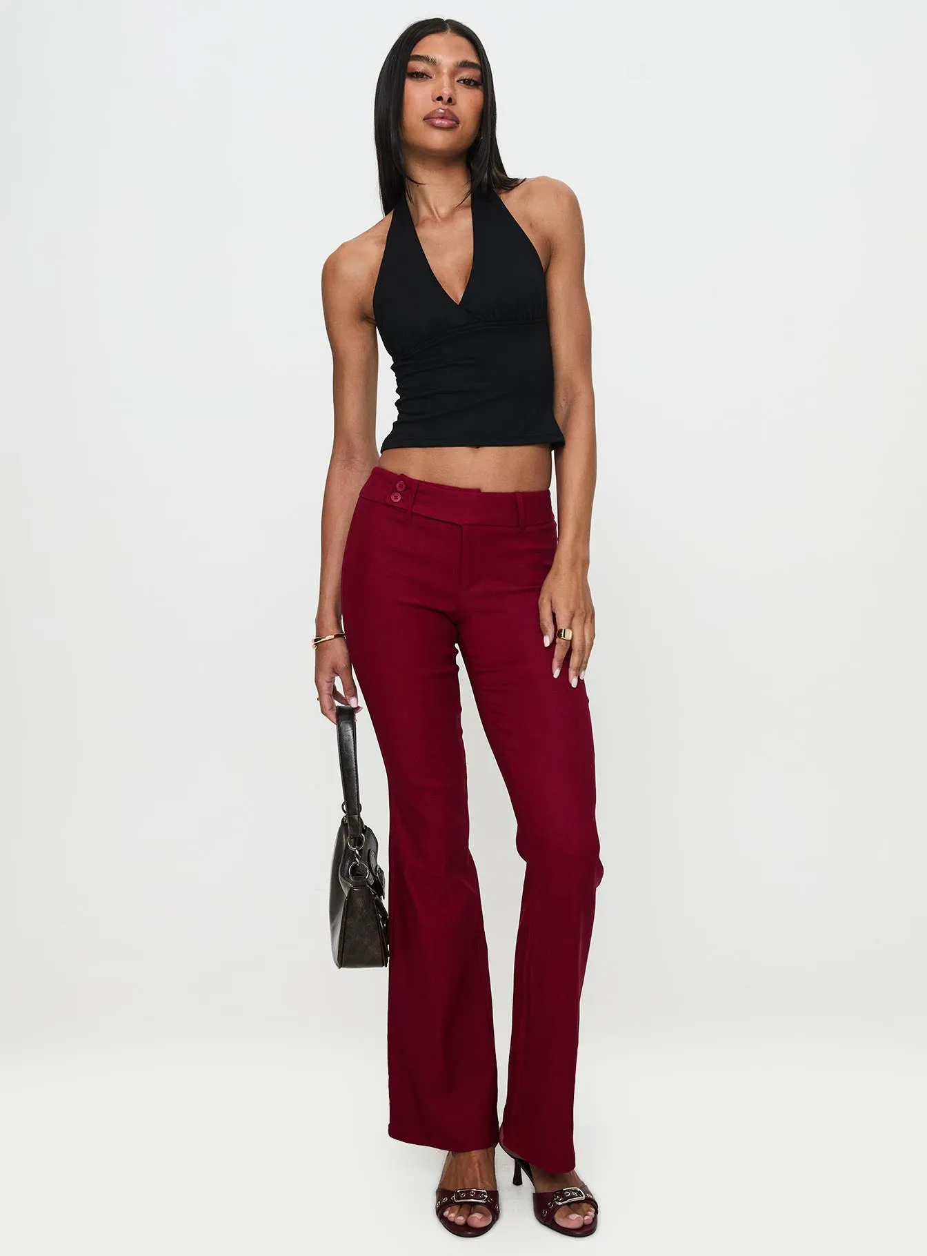 Kinkirk Flared Pants Burgundy sold by Princess Polly product image thumbnail 3