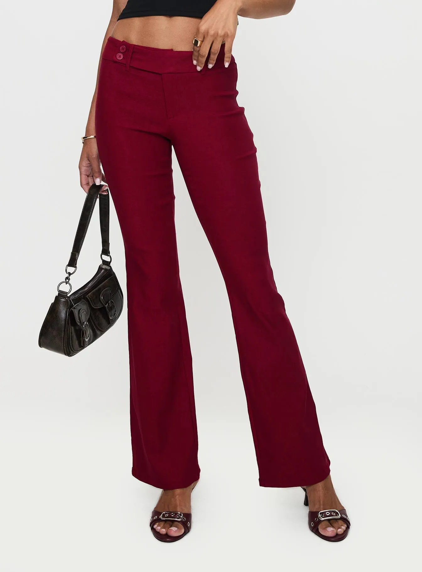 Kinkirk Flared Pants Burgundy sold by Princess Polly product image thumbnail 2