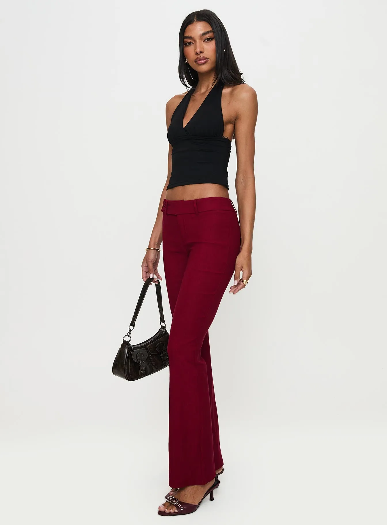 Kinkirk Flared Pants Burgundy sold by Princess Polly product image thumbnail 4