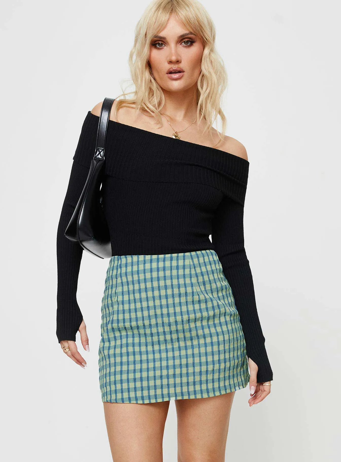 Selby Gingham Mini Skirt Blue / Green sold by Princess Polly product image thumbnail 2