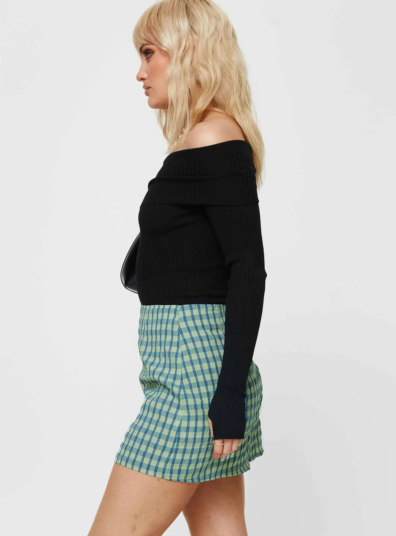 Selby Gingham Mini Skirt Blue / Green sold by Princess Polly product image thumbnail 4