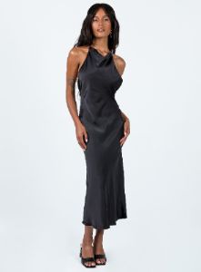 Broughton Halter Midi Dress Black sold by Princess Polly