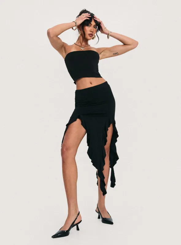 Celestia Ruffle Set Black sold by Princess Polly