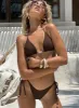 Nevaeh Beaded Triangle Bikini Top Brown sold by Princess Polly