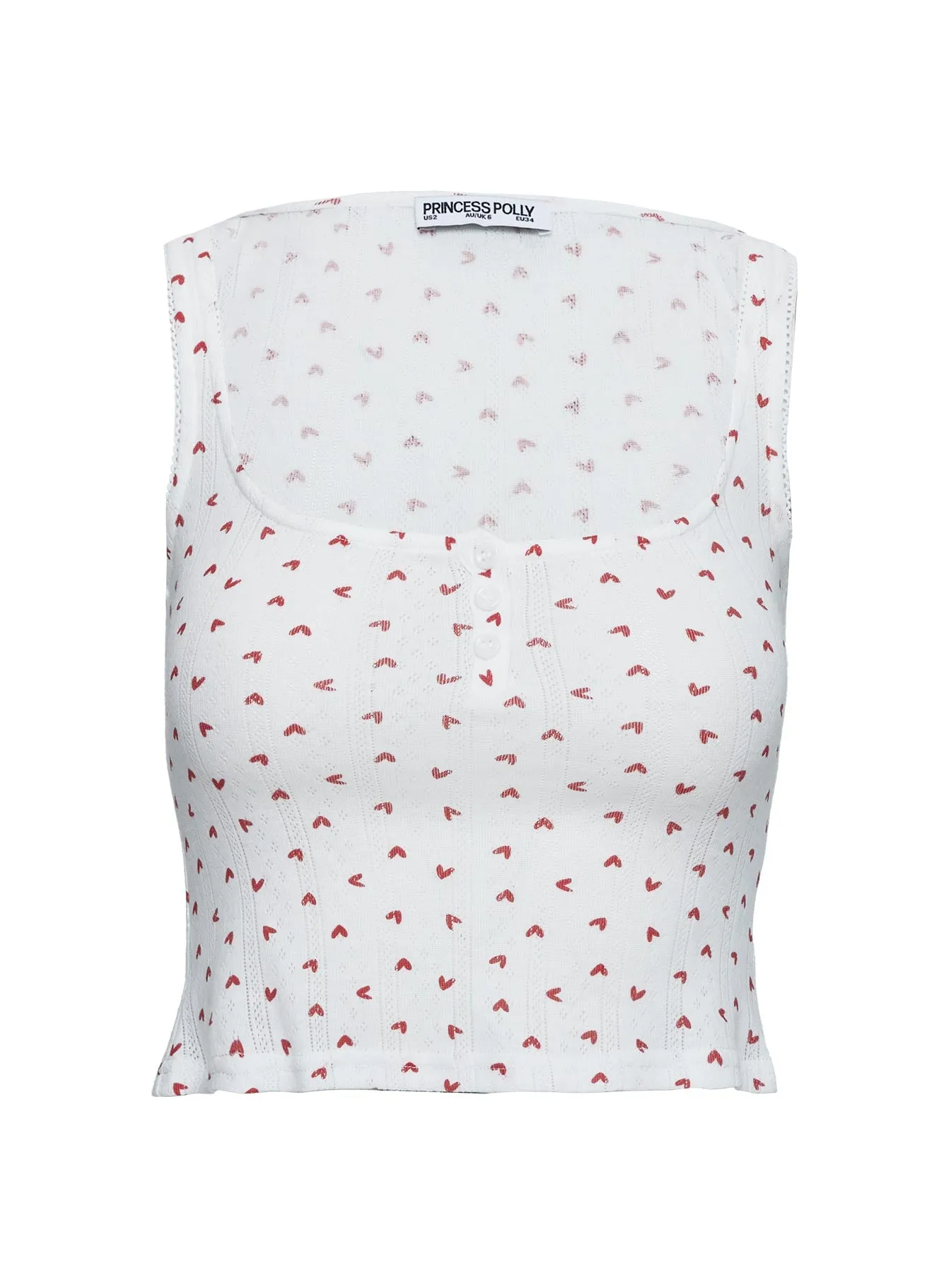 Sleepytea Pointelle Sleep Tank Top White / Red sold by Princess Polly product image thumbnail 5