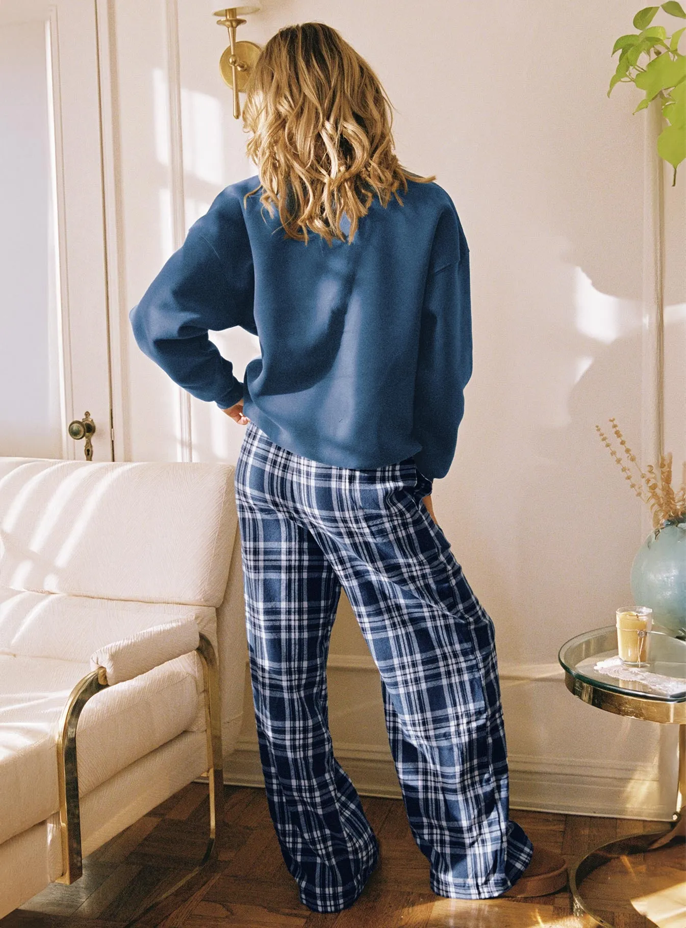 In The Morning Sleep Pant Blue Check sold by Princess Polly product image thumbnail 4