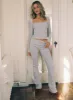 Golden Slumber Foldover Waist Flared Sleep Pant Grey sold by Princess Polly