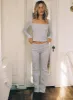Golden Slumber Foldover Waist Flared Sleep Pant Grey sold by Princess Polly