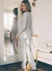 Golden Slumber Foldover Waist Flared Sleep Pant Grey sold by Princess Polly