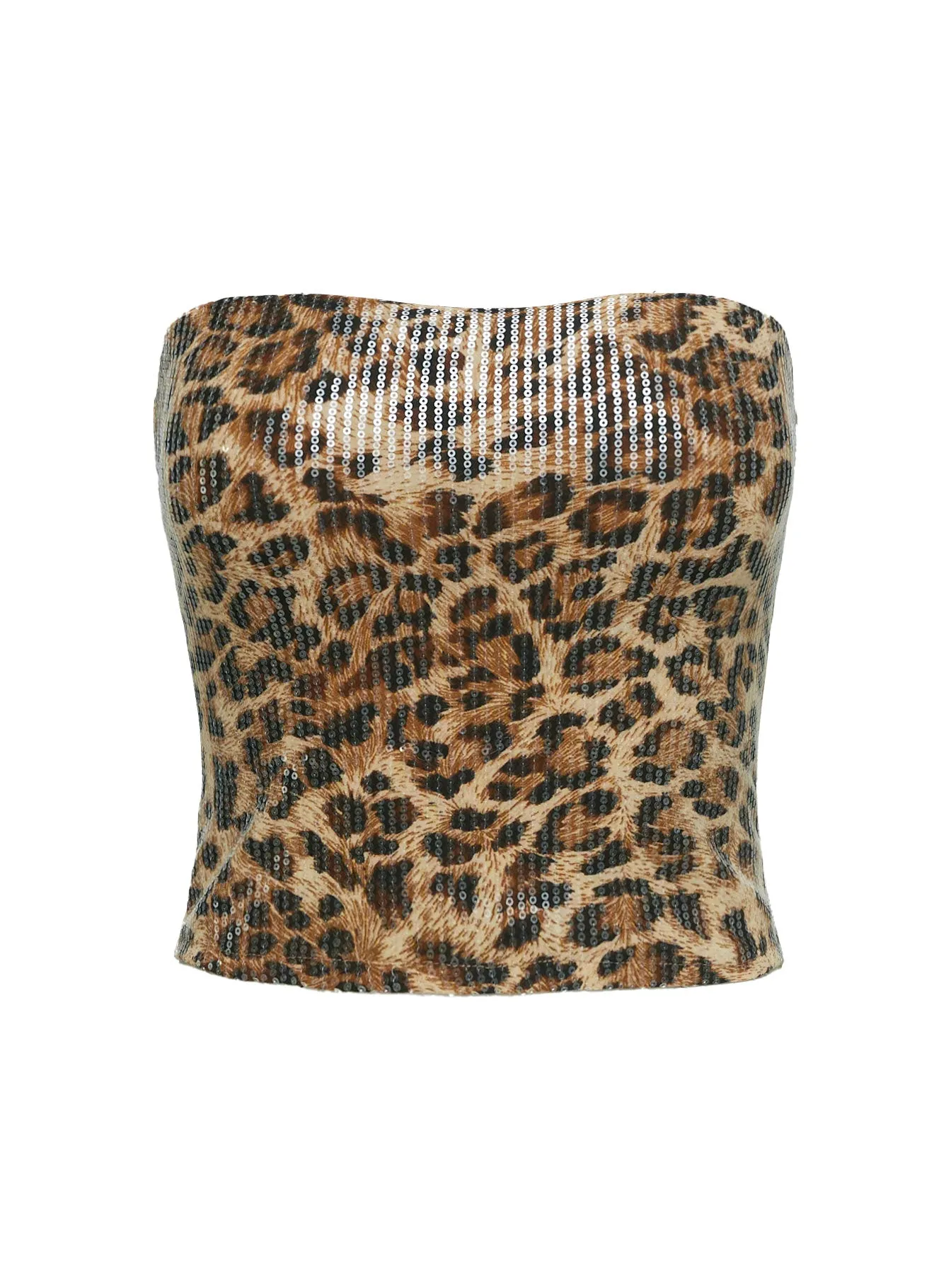Learn To Fly Strapless Sequin Top Leopard sold by Princess Polly product image thumbnail 5