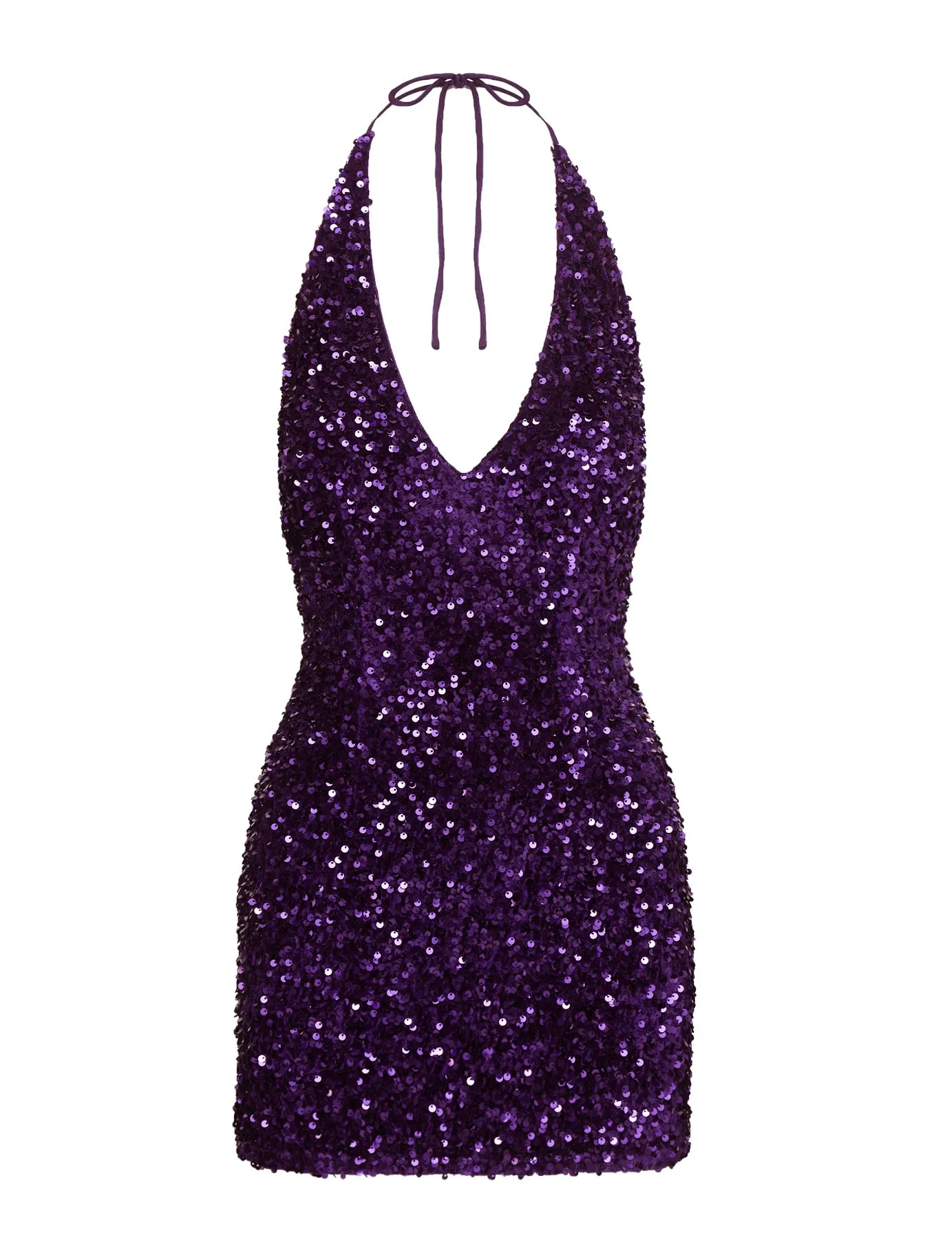 Time Of Your Life Plunge Halter Mini Dress Purple sold by Princess Polly product image thumbnail 5