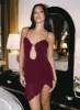 One Dance Asymmetrical Mini Dress Plum sold by Princess Polly