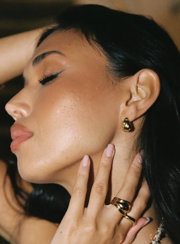 Dahna Diamante Detail Earrings Gold sold by Princess Polly