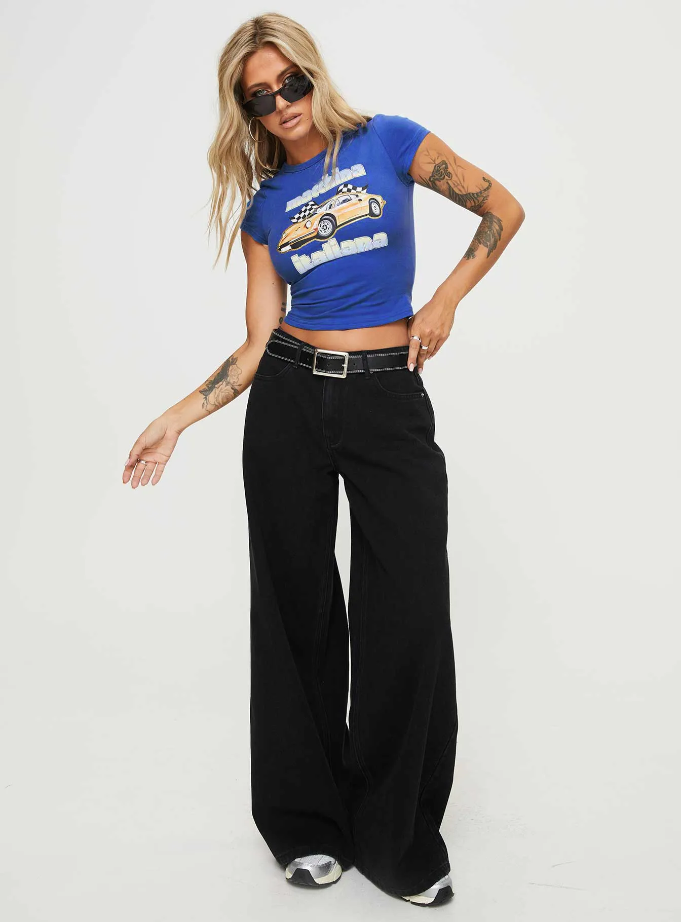 Naylor Mid Rise Wide Leg Jeans Washed Black Tall sold by Princess Polly product image thumbnail 3