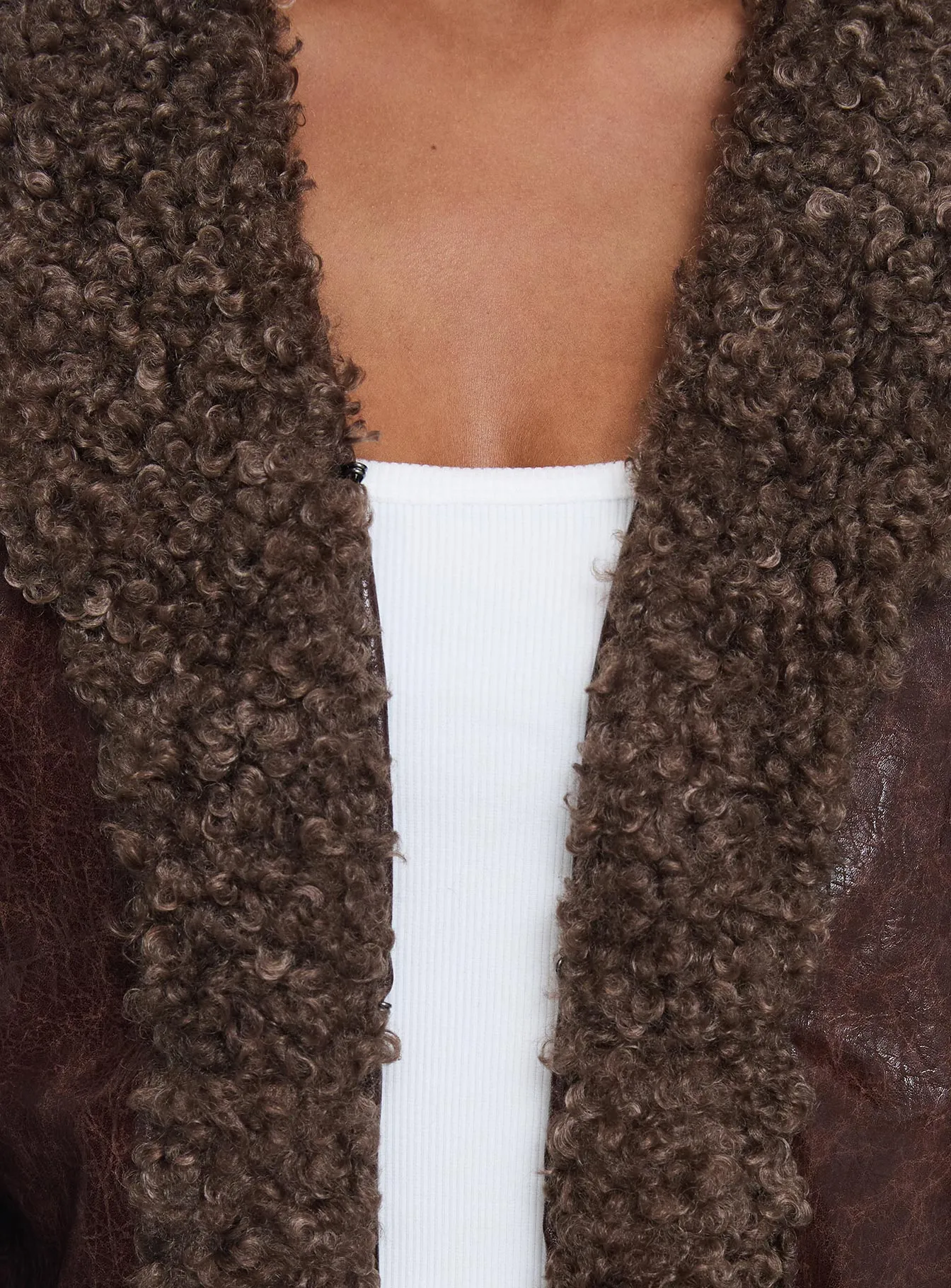 Found A Reason Faux Leather Jacket Brown sold by Princess Polly product image thumbnail 5