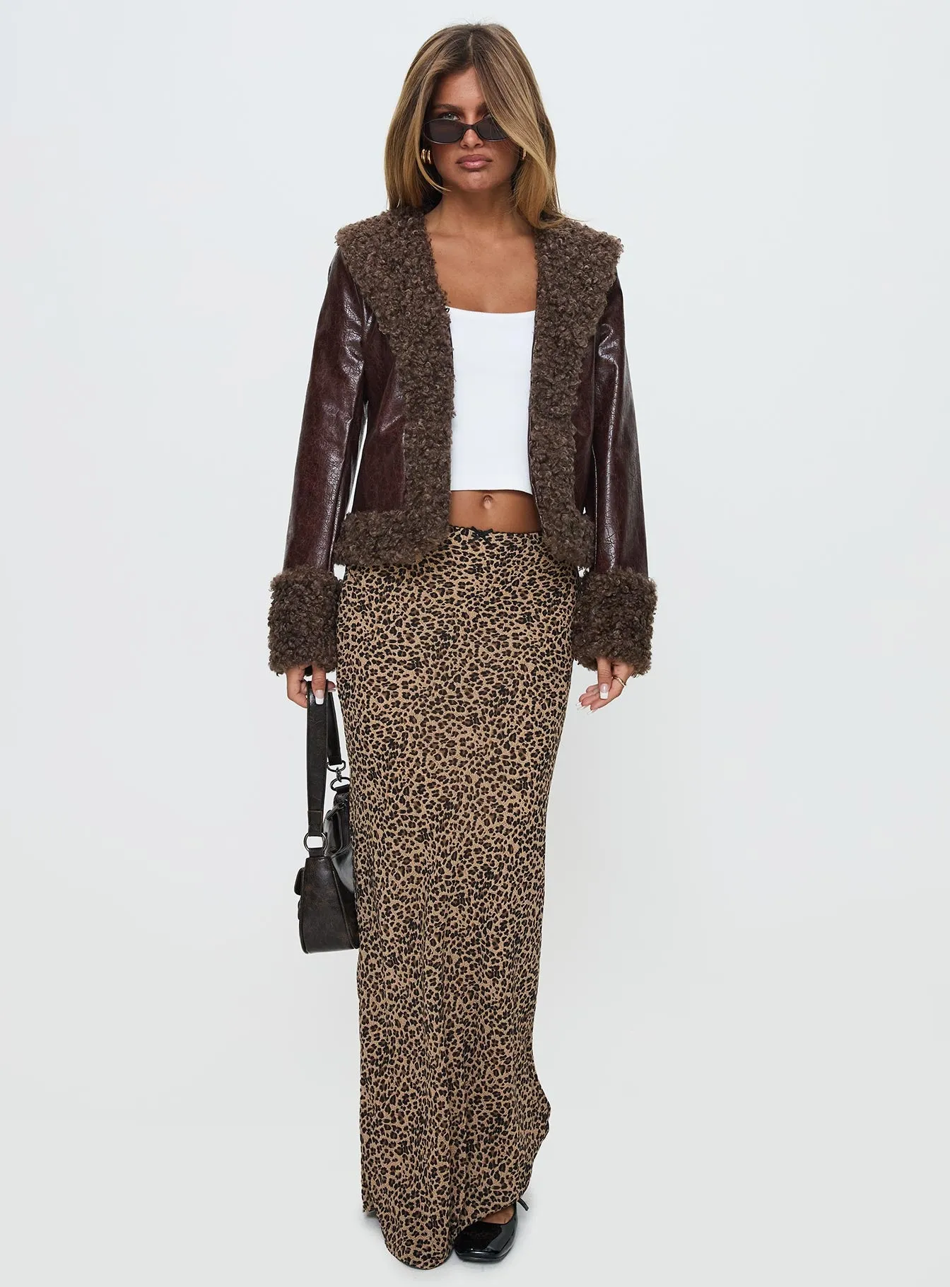 Found A Reason Faux Leather Jacket Brown sold by Princess Polly product image thumbnail 2