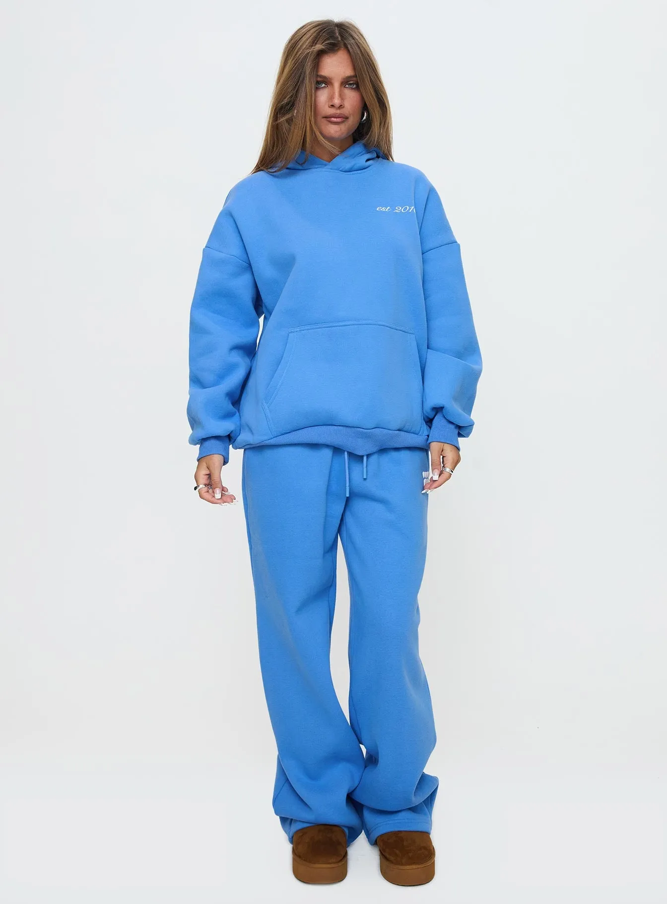Princess Polly Hooded Sweatshirt Bubble Text Blue / White sold by Princess Polly product image thumbnail 2