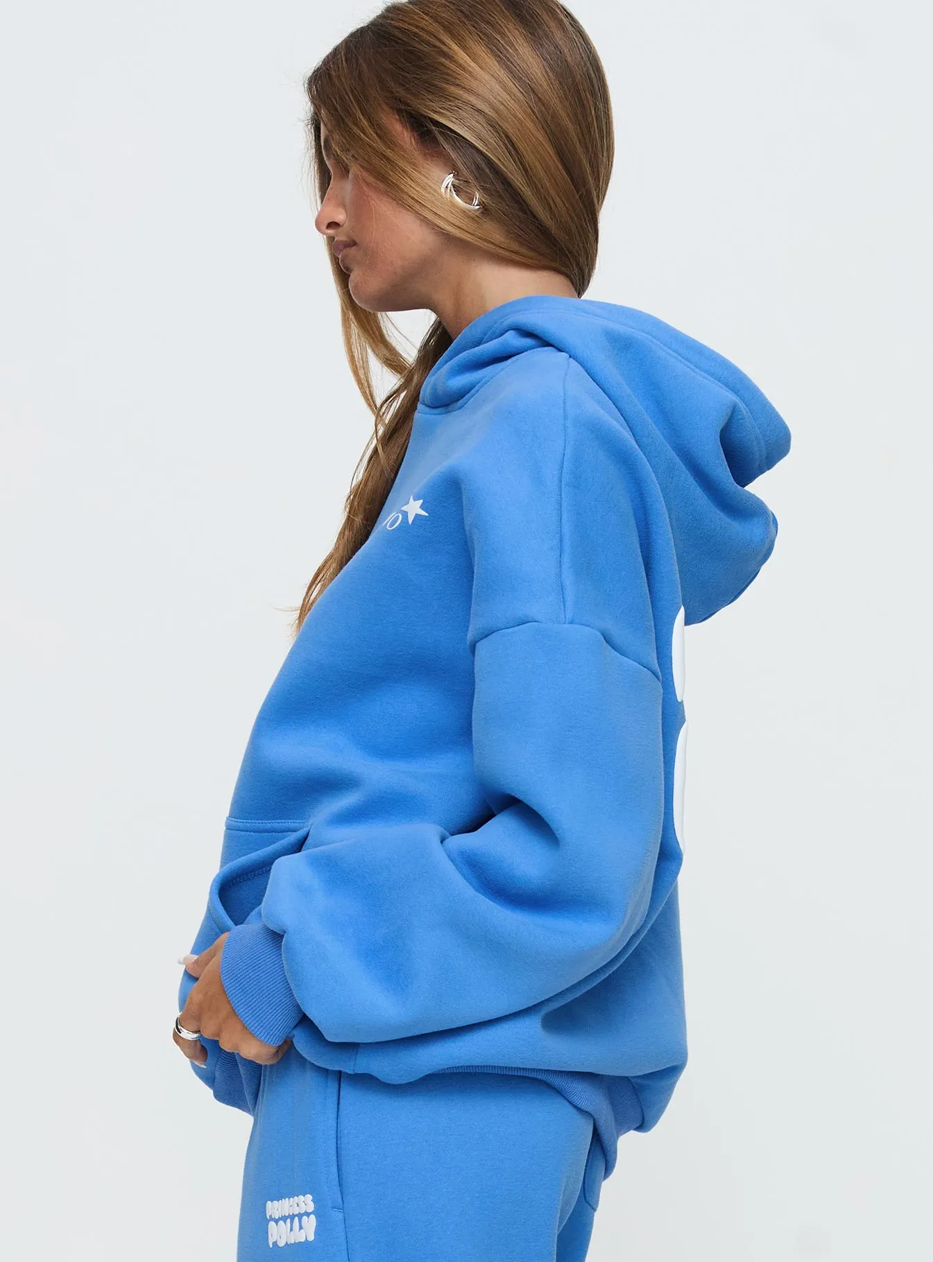 Princess Polly Hooded Sweatshirt Bubble Text Blue / White sold by Princess Polly product image thumbnail 3