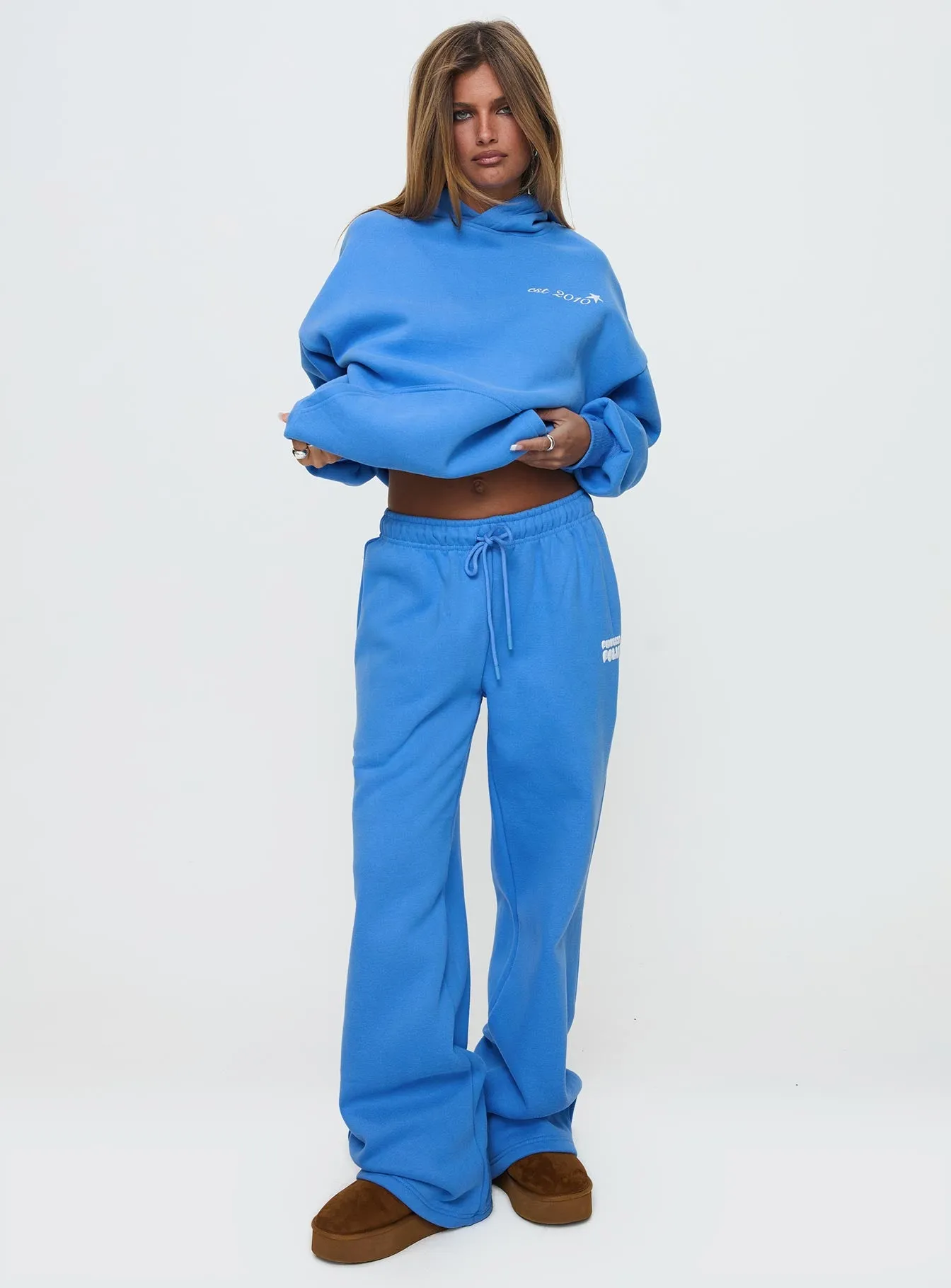 Princess Polly Wide Leg Track Pant Bubble Text Blue sold by Princess Polly product image thumbnail 2