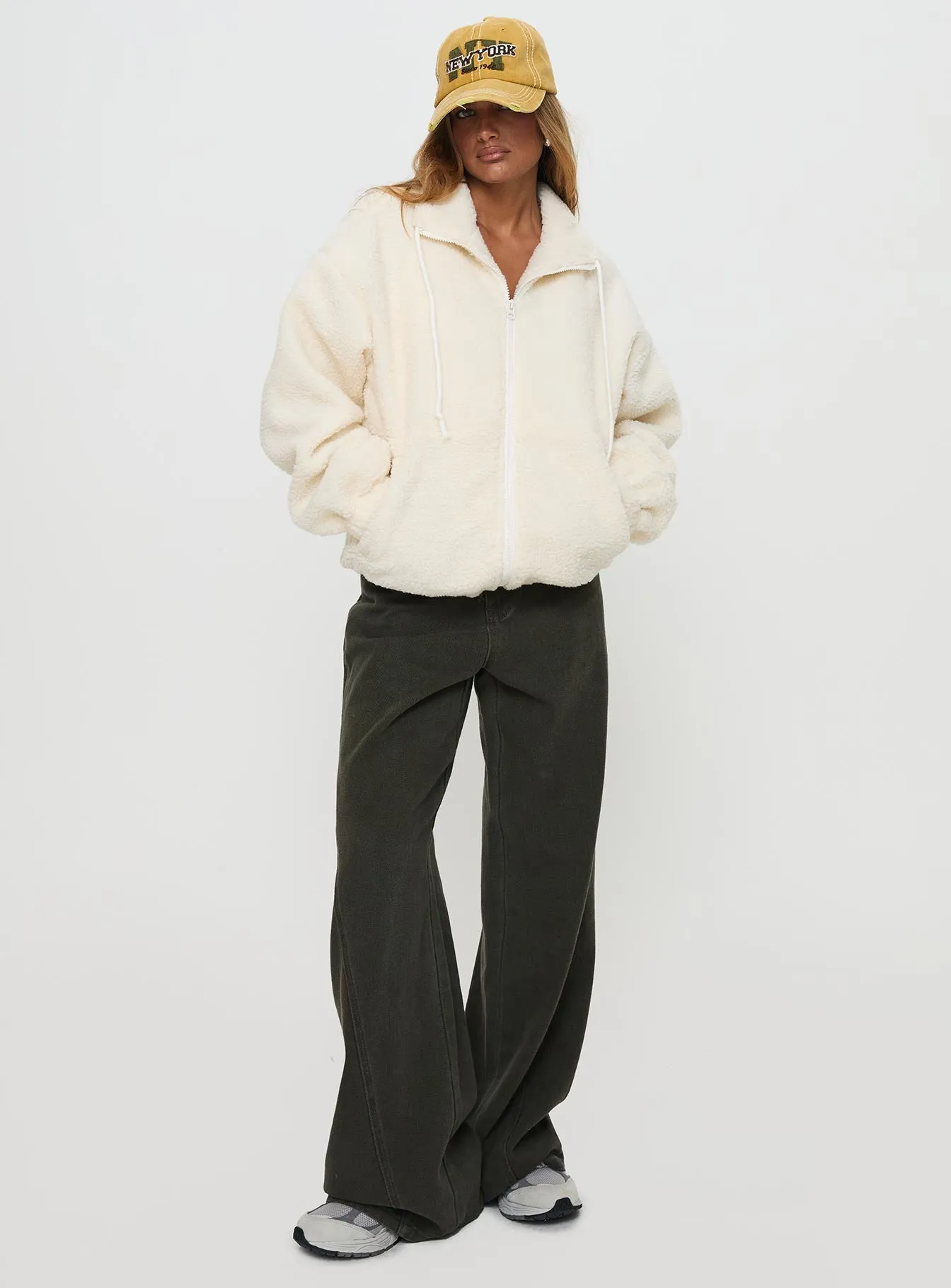 Say My Name Polar Fleece Zip Up Jacket Cream sold by Princess Polly product image thumbnail 3