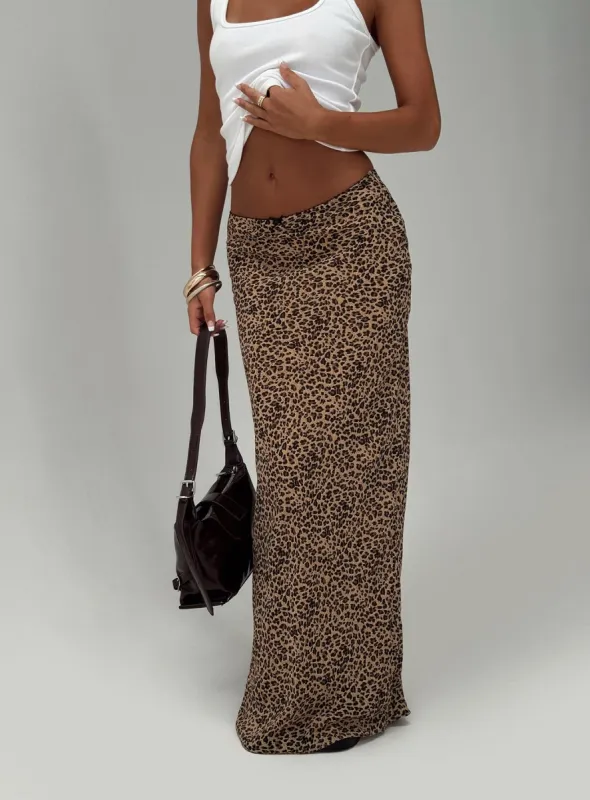 Saffrone Maxi Skirt Leopard sold by Princess Polly