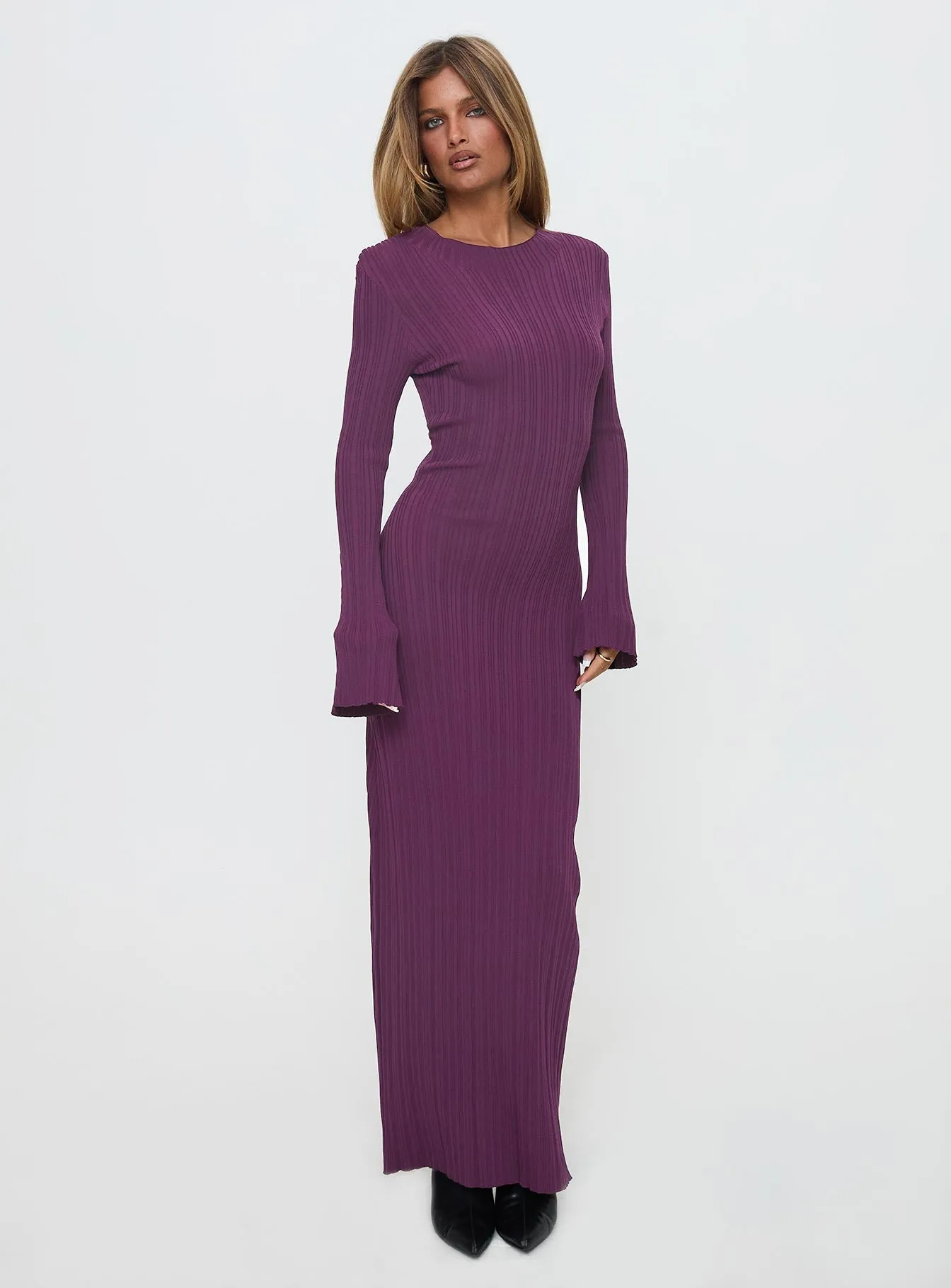 Tesley Long Sleeve Maxi Dress Burgundy sold by Princess Polly product image thumbnail 2