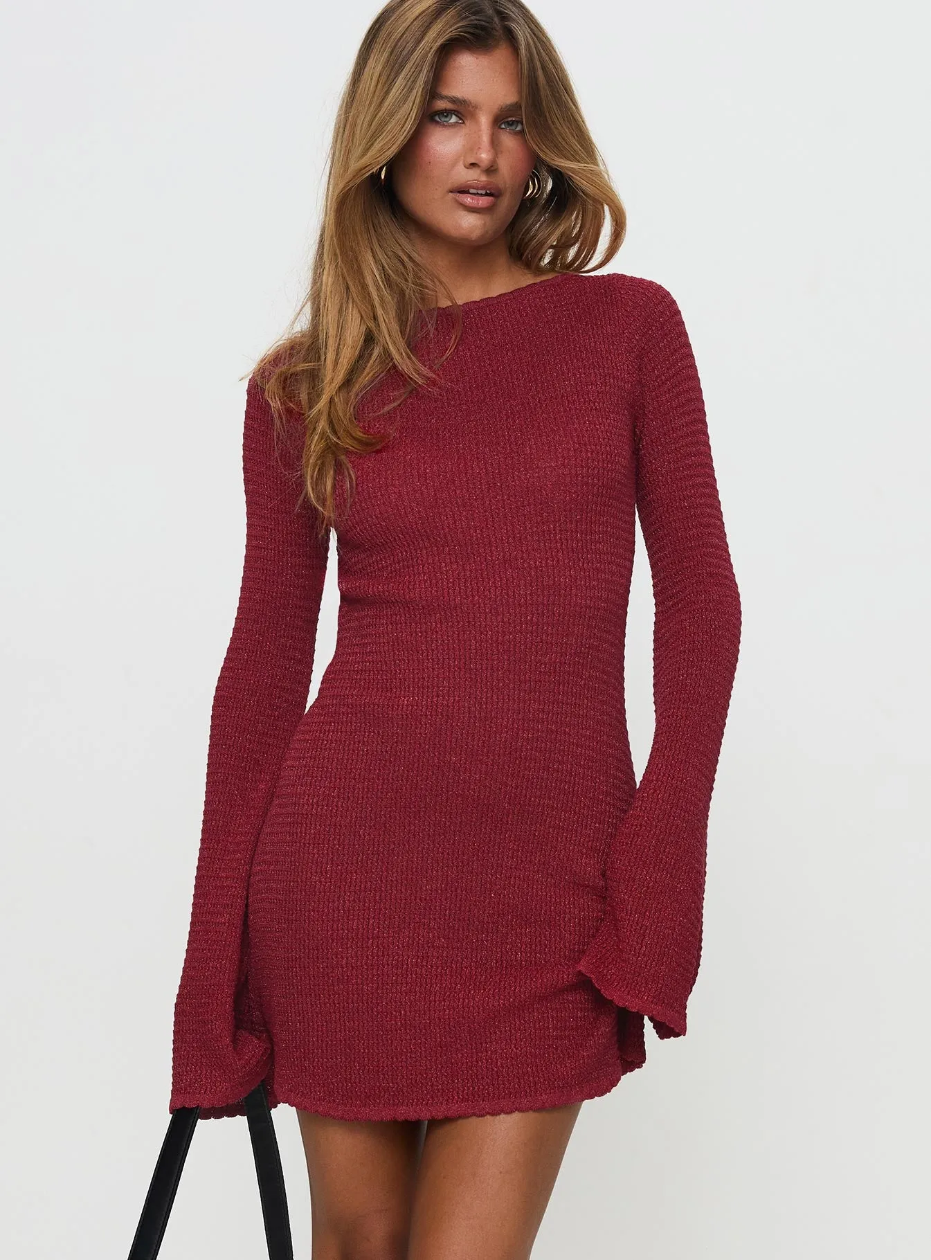 Rhapsody Long Sleeve Knit Mini Dress Red sold by Princess Polly product image thumbnail 2