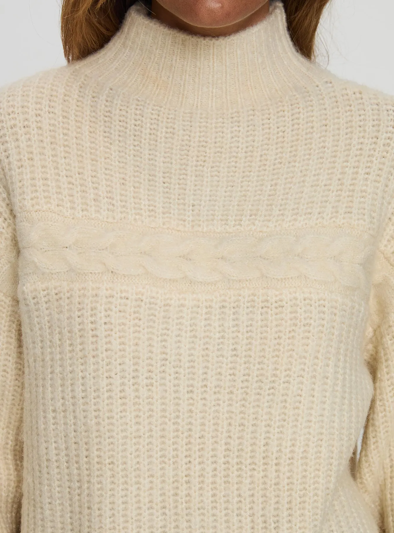 Wistfully Funnel Neck Knit Sweater Cream sold by Princess Polly product image thumbnail 5