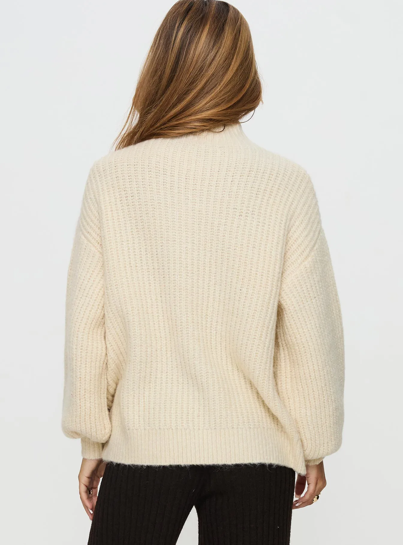 Wistfully Funnel Neck Knit Sweater Cream sold by Princess Polly product image thumbnail 4