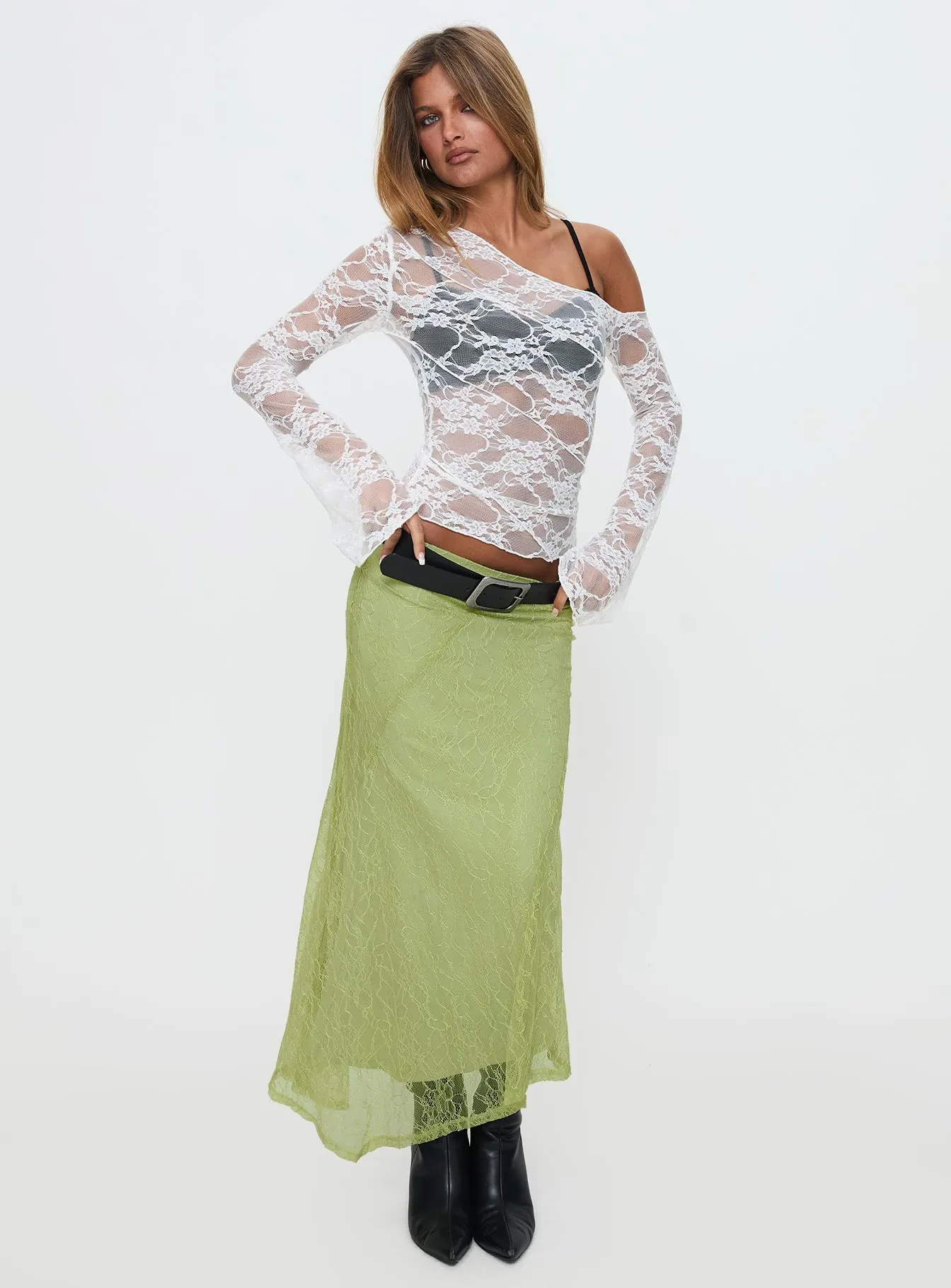 Dreamcatcher Lace Maxi Skirt Green sold by Princess Polly product image thumbnail 5