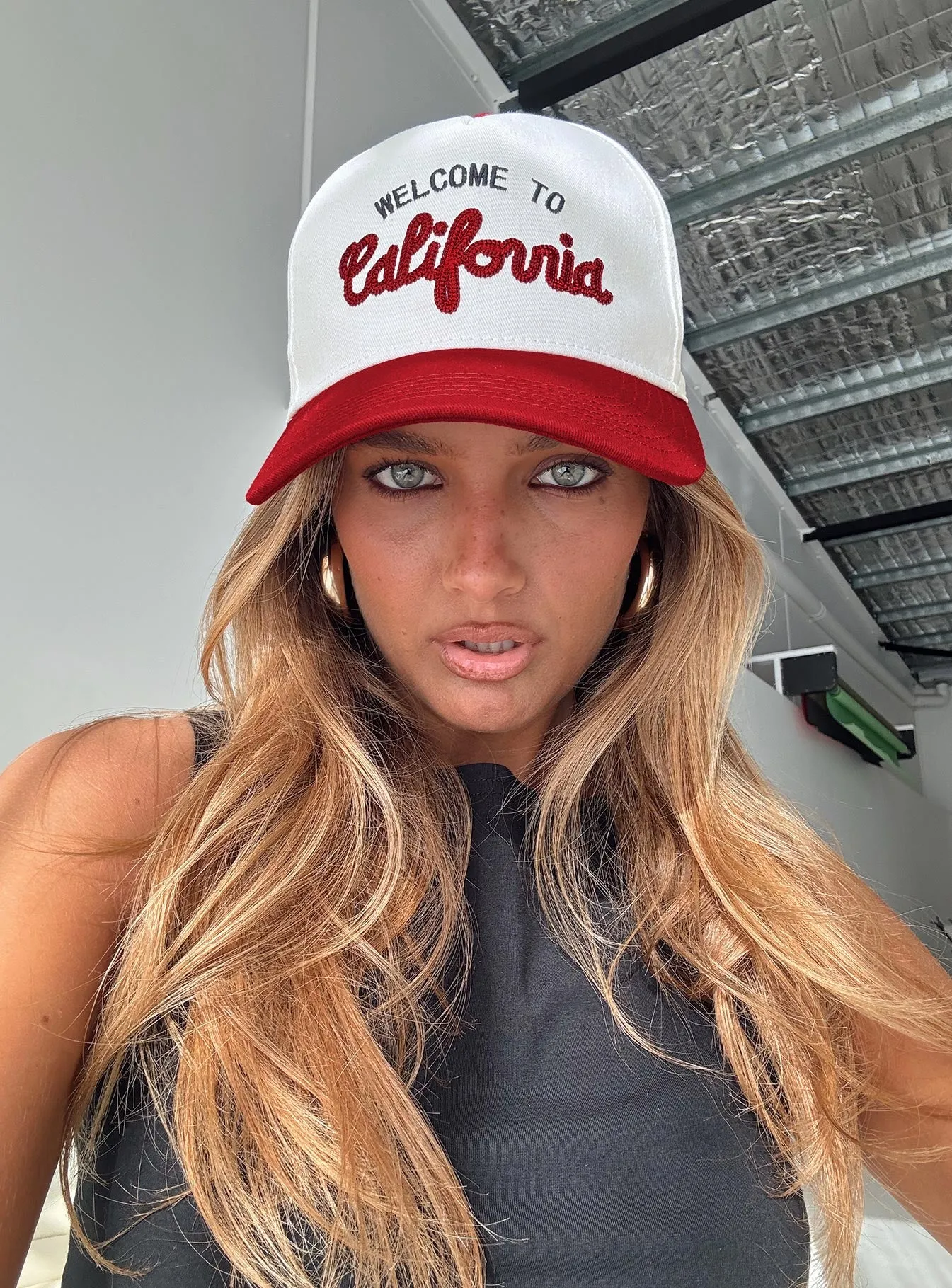 California Trucker Hat Red / White sold by Princess Polly