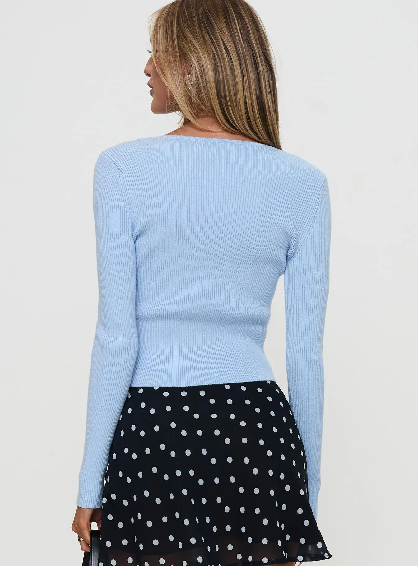 Ophira Twist Detail Long Sleeve Top Blue sold by Princess Polly product image thumbnail 4