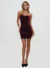 Irena Velvet Strapless Mini Dress Burgundy sold by Princess Polly