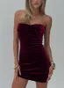 Irena Velvet Strapless Mini Dress Burgundy sold by Princess Polly