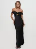 Rava Off The Shoulder Maxi Dress Black sold by Princess Polly