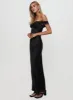 Rava Off The Shoulder Maxi Dress Black sold by Princess Polly