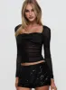 Nelope Ruched Long Sleeve Top Black sold by Princess Polly