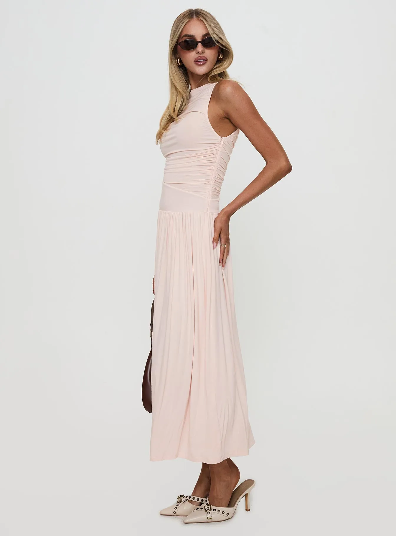 Reveur Ruched Maxi Dress Pink sold by Princess Polly product image thumbnail 4