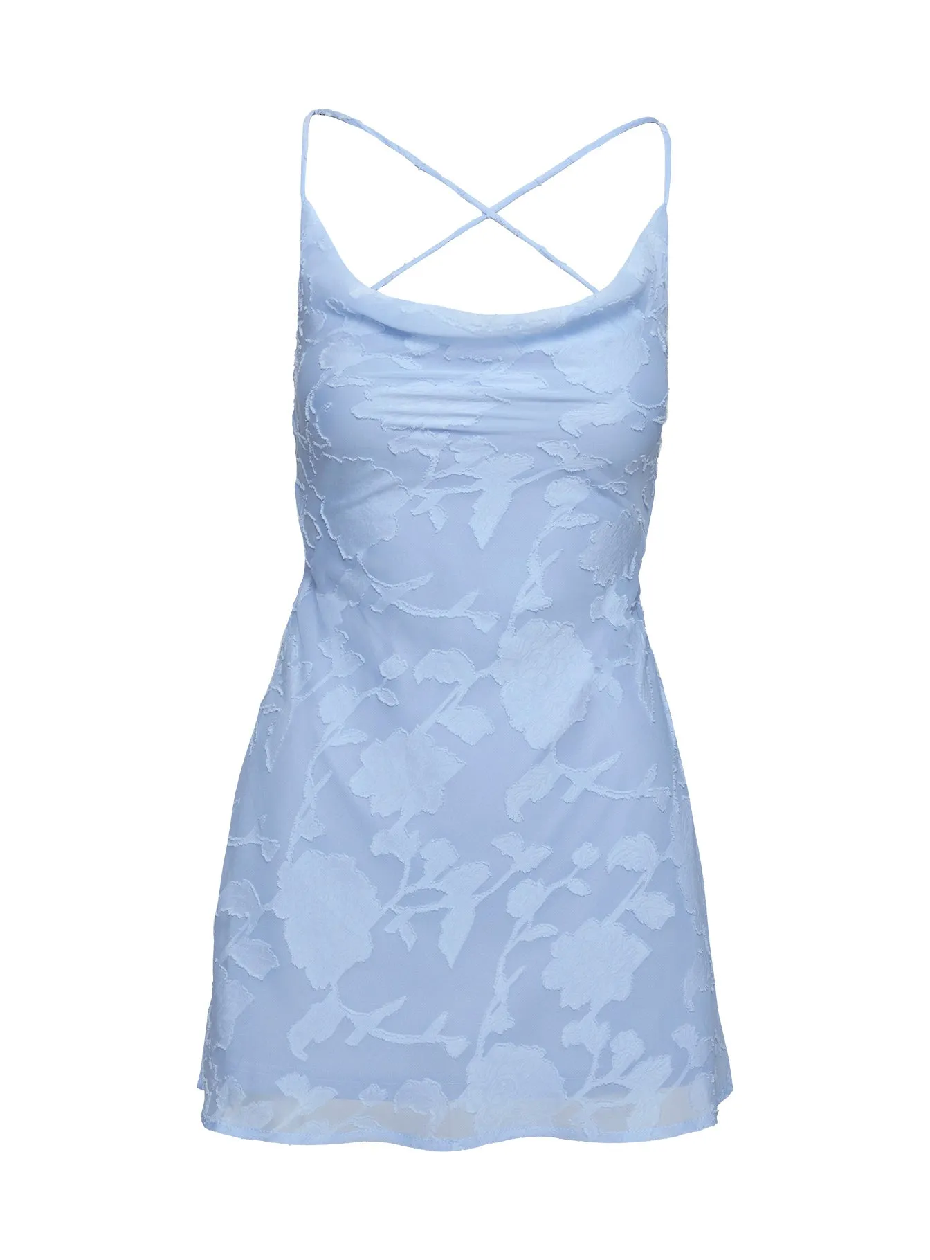 Celena Mini Dress Light Blue Burnout Petite sold by Princess Polly product image thumbnail 5