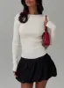Murphey Ruched Long Sleeve Top Cream sold by Princess Polly