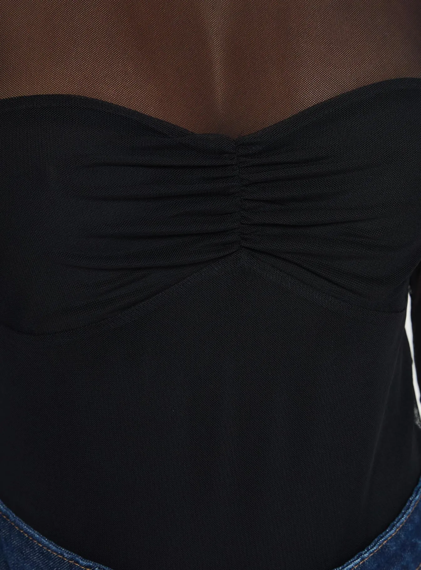 Delanee Mesh Detail Long Sleeve Bodysuit Black sold by Princess Polly product image thumbnail 5