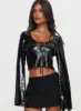 Zenobia Long Sleeve Sequin Top Black sold by Princess Polly